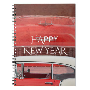 Caderno Espiral Carros Clássicos Chevy Bel Air Dodge Red White Vin