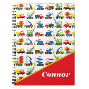 Caderno Espiral Carros De Brinquedos De Construção De Veículos De