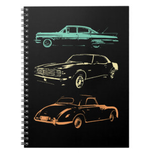 Caderno Espiral Carros vintage - Retro Gráfico dos anos 80 e 90