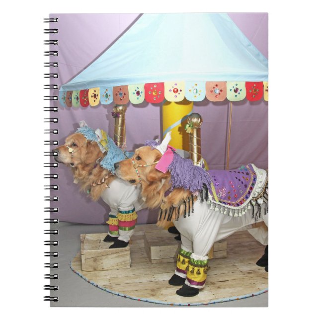 Caderno Espiral Carrossel do golden retriever (Frente)