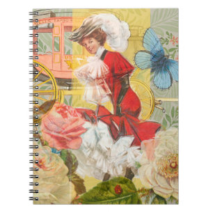 Caderno Espiral Carruagem de diversão da mulher vitoriana