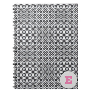 Caderno Espiral Carta com Padrão Cinza e Branco