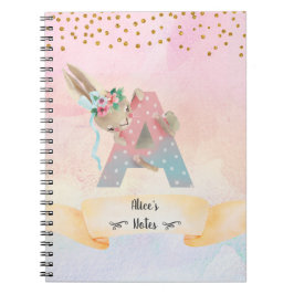 Caderno Espiral Carta Monograma A Garota Coelhinho Fofa Diário