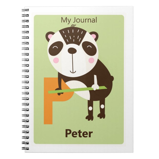 Caderno Espiral Carta Personalizada P | Diário Infantil Urso Panda (Frente)