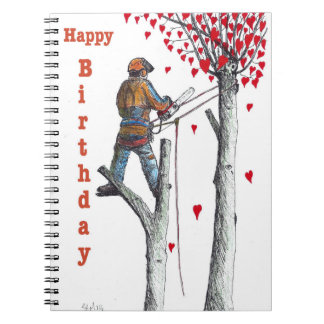 Caderno Espiral Cartão de Aniversário do Arborista Árvore