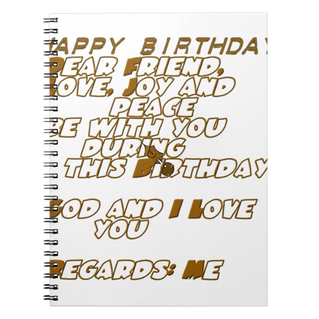 Caderno Espiral Cartão de aniversário para um amigo cristão (Frente)