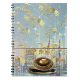 Caderno Espiral Cartão de Convite de Páscoa em Folha de Ouro de Lu