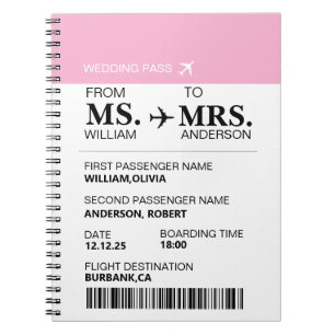 Caderno Espiral Cartão de Embarque Moderno e Elegante Personalizad