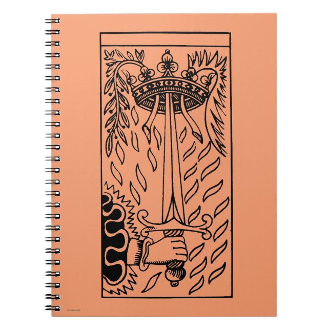 Caderno Espiral Cartão de Tarot: Ás das espadas (Frente)