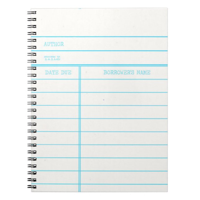 Caderno Espiral Cartão devido retro da data do livro da biblioteca (Frente)
