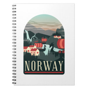 Caderno Espiral Cartão postal de Viagens vintage de Paisagem da No