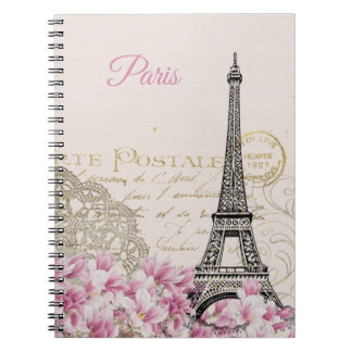 Caderno Espiral Cartão postal Vintage Torre Eiffel Paris