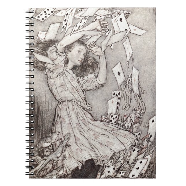Caderno Espiral Cartas Caindo da Alice Retro com Design Vitoriano (Frente)