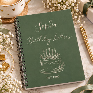 Caderno Espiral Cartas de Aniversário Bolo de Aniversário Minimali