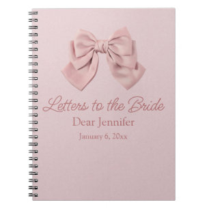 Caderno Espiral cartas para a noiva, laço rosa elegante lembrancin