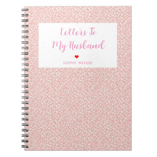 Caderno Espiral Cartas para o meu marido Personalizado Rosa Bonito
