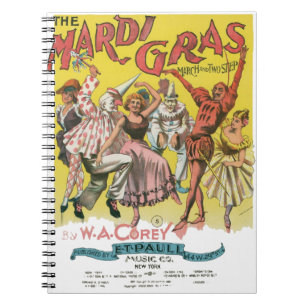 Caderno Espiral Cartaz Antigo Amarelo do Mardi Gras