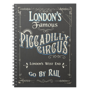 Caderno Espiral Cartaz antigo do Piccadilly Circus Londres