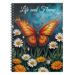 Caderno Espiral Cartaz-borboleta-de-fogo trabalho de arte chamomil