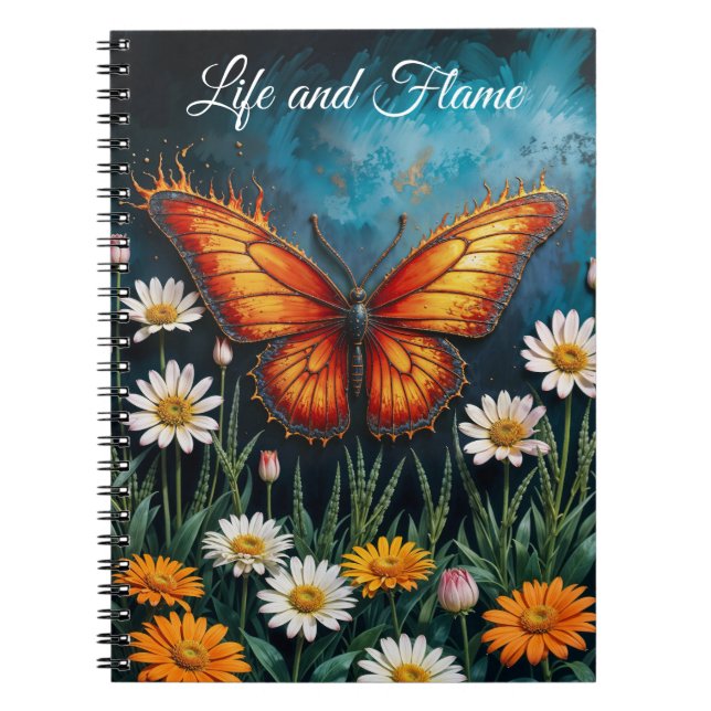 Caderno Espiral Cartaz-borboleta-de-fogo trabalho de arte chamomil (Frente)