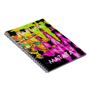 Caderno Espiral Cartaz de Arte Abstrato Neon Glitch