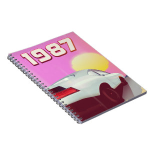 Caderno Espiral cartaz de carro esportivo de 1987