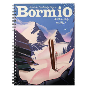 Caderno Espiral Cartaz de esqui de Bormio, Sondrio, região da Lomb