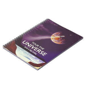 Caderno Espiral Cartaz de ficção científica vintage Tour o Univers