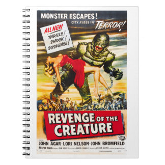 Caderno Espiral Cartaz de filme estilo vintage de criatura monstro
