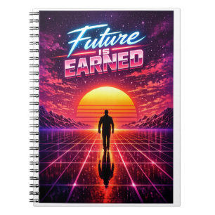 Caderno Espiral Cartaz de Motivação Retro Futuro