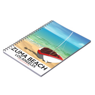 Caderno Espiral Cartaz de praia Zuma Beach LA Rail