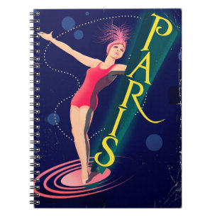 Caderno Espiral cartaz de viagem antigo do Paris Club