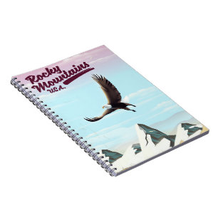 Caderno Espiral Cartaz de viagem antigo Montanhas Rochosas EUA