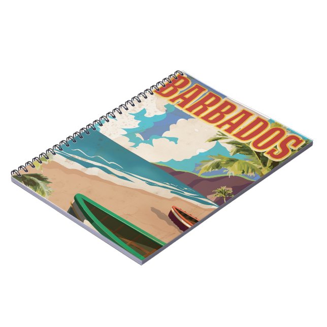 Caderno Espiral cartaz de viagem de Barbados (Left Side)