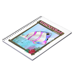 Caderno Espiral Cartaz de viagem de peixes tropicais de Townsville