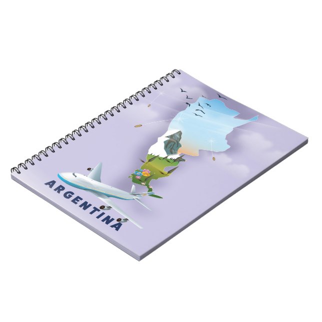 Caderno Espiral Cartaz de viagem do mapa da Argentina (Left Side)