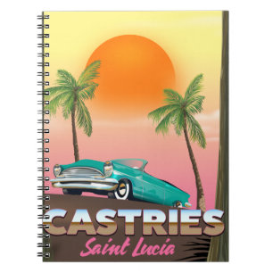 Caderno Espiral Cartaz de viagem exótico tropical Castries Saint L