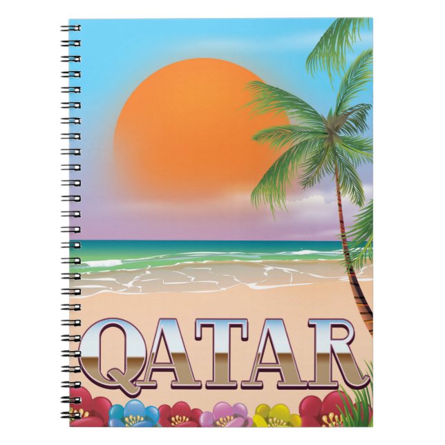 Caderno Espiral cartaz de viagem para o Catar (Frente)