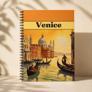 Caderno Espiral Cartaz de Viagem Vintage Estilo Grande Canal Itáli
