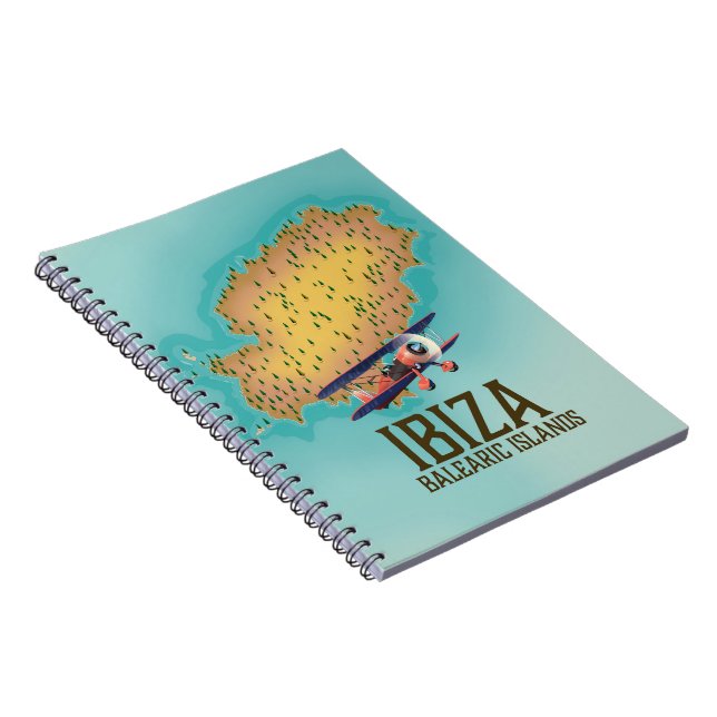 Caderno Espiral Cartaz do mapa de Ibiza Ilhas Baleares (Lado Direito)