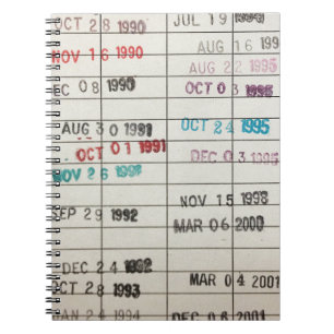 Caderno Espiral Cartões de data aprazada da biblioteca do vintage