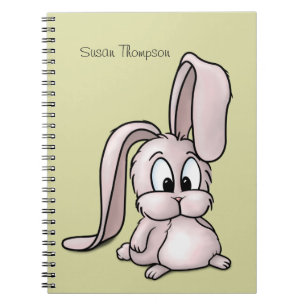 Caderno Espiral Cartografia de coelho rosa-claro