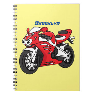 Caderno Espiral Cartografia de motocicleta vermelha-branca