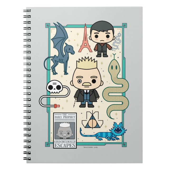 Caderno Espiral Cartografia GELLERT GRINDELWALD™ & Barebone (Frente)