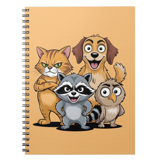 Caderno Espiral Cartoon Animal Friends Team Illustration (Frente)