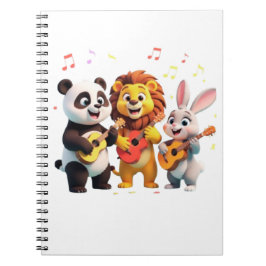 Caderno Espiral 🎵 Cartoon Animal Music Party – Fun & Cute Musical
