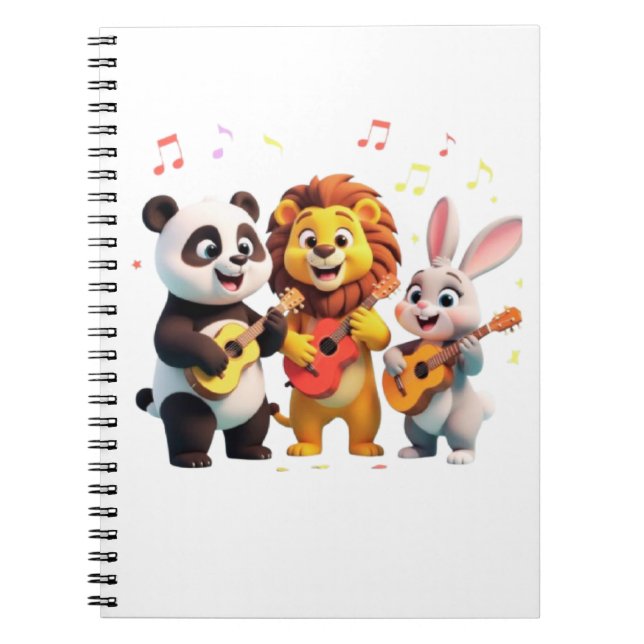Caderno Espiral 🎵 Cartoon Animal Music Party – Fun & Cute Musical (Frente)