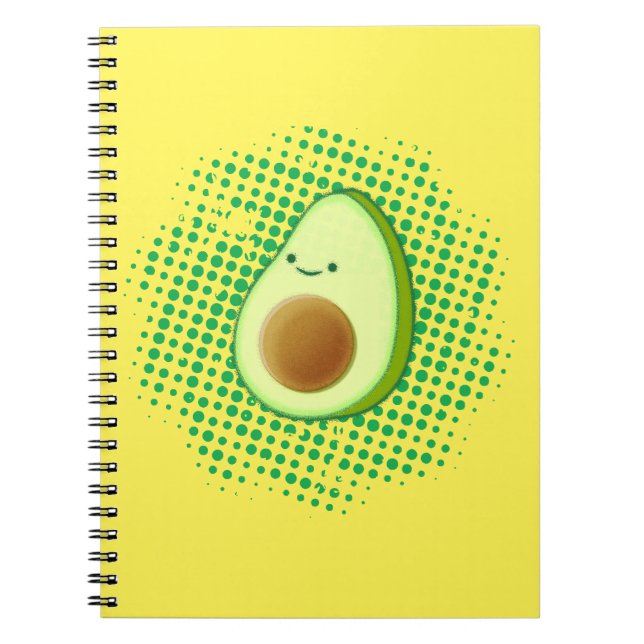 Caderno Espiral Cartoon Bonito Avocado Em Vórtice Sofrido (Frente)