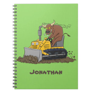 Caderno Espiral Cartoon buldozer engraçado