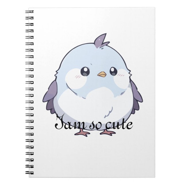 Caderno Espiral Cartoon de Aves Cute Kawaii Chubby - Pastel Adoráv (Frente)